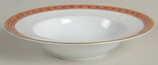 Ceralene Toscane Rim Soup Bowl, Fine China Dinnerware   Menton/Empire Shape Rust