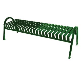 Witt Backless Steel Benches   Bench With Curved Arms   72X24 1/2 X22   Green
