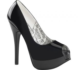 Womens Bordello Teeze 22   Black Patent Platform Shoes