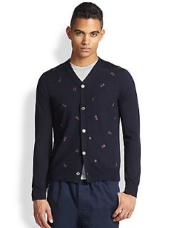 Comme des Garcons SHIRT Embroidered Clover Cardigan   Navy