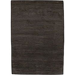 Hand knotted Solid Brown Casual Karur Semi worsted Wool Rug (9 X 13)