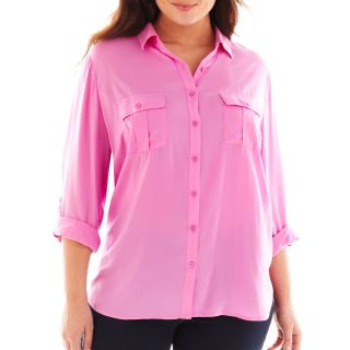 A.N.A Button Front Shirt   Plus, Pure Orchid