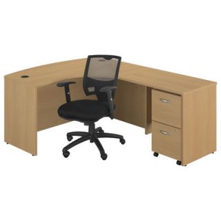 Bush Series C Right Bow Front Desk with 2 Drawer File and Chair SMC006CHLOSU