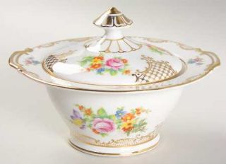 Noritake Larosa Sugar Bowl & Lid, Fine China Dinnerware   Floral Center&Border,