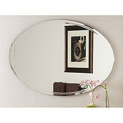 Oval V grooved Framed Mirror