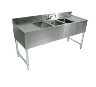 John Boos Underbar Sink   (3)10x14x10 Bowls, (2) 12 Drainboards, 60x18, 18 ga Stainless