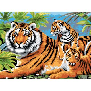 Junior Large Paint By Number Kit tiger and Cubs