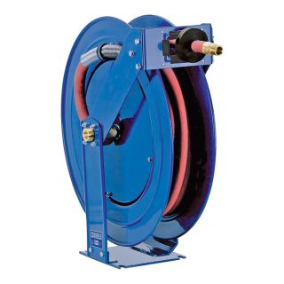 Coxreels Heavy Duty Spring Driven Fuel Hose Reel   Includes 1 Inch x 35ft. Hose