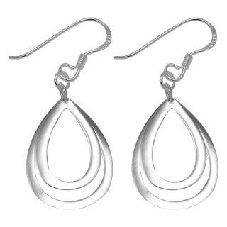 Sterling Silver Double Teardrop Earrings, Womens