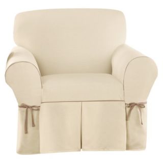 Sure Fit Corded Canvas Chair Slipcover   Natural
