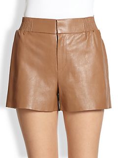 Raoul Pull On Leather Shorts   Caramel