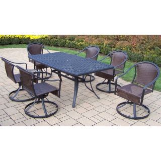 Oakland Living Cascade 7pc Swivel Dining Set with Boat Shape Table   Black  