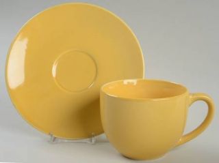  Chateau Buttercup (Yellow) Flat Cup & Saucer Set, Fine China Dinnerware