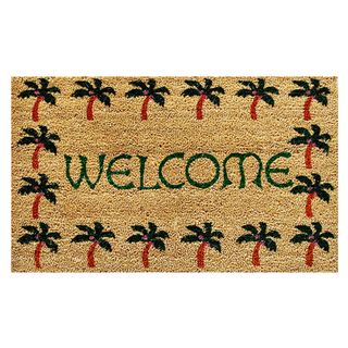 Palm Tree Border Welcome coir With Vinyl Backing Doormat (17 X 29)