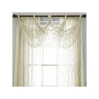 jcp home Lisette Embroidered Rod Pocket Sheer Waterfall Valance, Cream