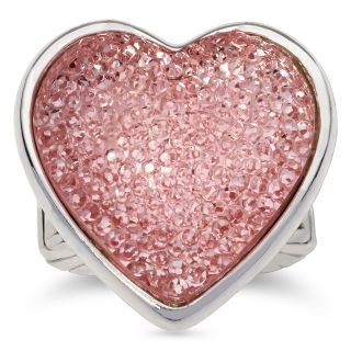 LIZ CLAIBORNE Pink Glitter Heart Stretch Ring