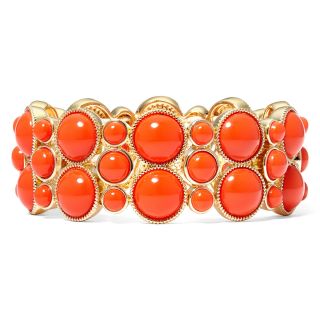 LIZ CLAIBORNE Gold Tone Orange Stretch Bracelet