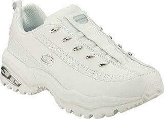 Womens Skechers Premium Premix   White Leather (W) Gym Shoes