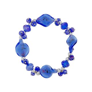 Bridge Jewelry Blue Artisan Glass Stretch Bracelet