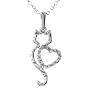 ASPCA Tender Voices Diamond Accent Cat Heart Pendant, White, Womens