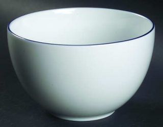 Crate & Barrel China Epoch Blue Line Coupe Cereal Bowl, Fine China Dinnerware  