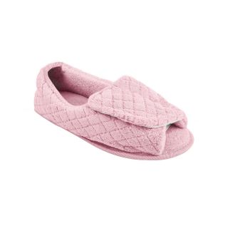 MUK LUKS Adjustable Open Toe Micro Chenille Slippers, Pink, Womens