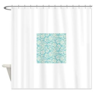  Turquoise and Cream Damask Shower Curtain  Use code FREECART at Checkout