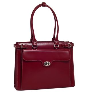 Mcklein Womens Red Winnetka Italian Leather Laptop Briefcase