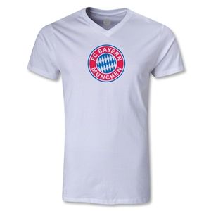 hidden Bayern Munich Logo V Neck T Shirt (White)