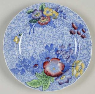 Spode Wild Flower Blue Salad Plate, Fine China Dinnerware   Blue Background,Mult