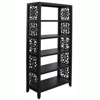 Painted Distressed Black Finish Bookcase