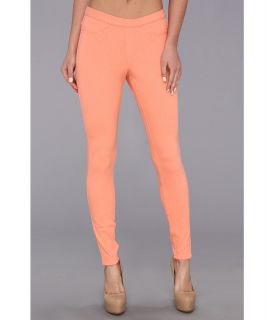 HUE Solid Color Original Jeanz Leggings Womens Casual Pants (Orange)