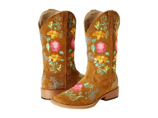 Roper Multi Floral Embroidered Suede Boot Womens Boots (Beige)