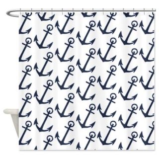  Anchor Silhouette Print Navy Shower Curtain  Use code FREECART at Checkout