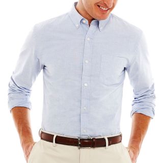 St. Johns Bay Button Front Poplin Shirt, Blue, Mens