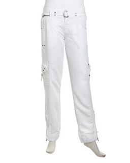 Soft Crepe Cargo Pants, White