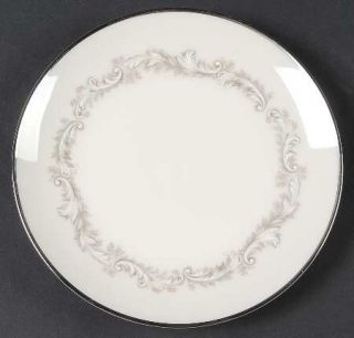 Noritake Marquis Bread & Butter Plate, Fine China Dinnerware   Gray,White Scroll