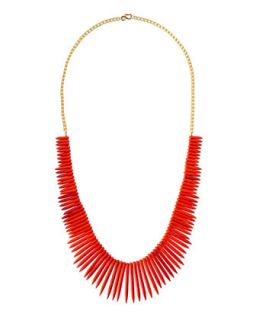 Graduated Spike Bib Necklace, Coral