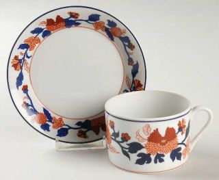 Fitz & Floyd Mandarin Garden Flat Cup & Saucer Set, Fine China Dinnerware   Flor