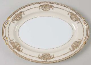 Noritake Penelope 11 Oval Serving Platter, Fine China Dinnerware   Gold Laurel,