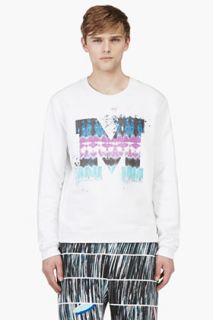 Msgm White Abstract Logo Sweater