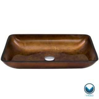 Vigo Rectangular Russet Glass Vessel Bathroom Sink