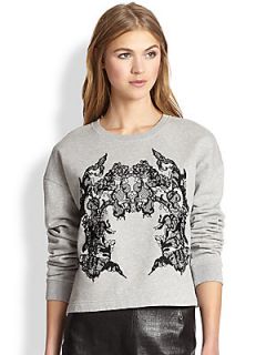 McQ Alexander McQueen Lace Print Sweatshirt   Grey Melange