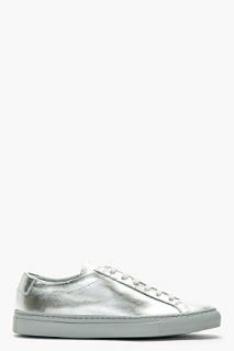 Woman By Common Projects Silver Leather Achilles Sneakers