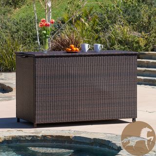 Christopher Knight Home Pensacola Large Brown Wicker Cushion Box (Multi brownSome assembly requiredSturdy aluminum frameNeutral colors to match any outdoor decorEasy to access storage areaFabric lined interior storage areaWheels and side handles allow eas