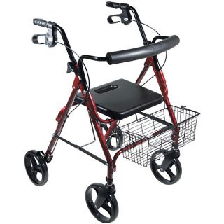 Drive D lite Red Aluminum With 8 inch Wheel Rollator Walker (RedMaterials AluminumWeight capacity 300 poundsEasy to use loop locksComes with large, front mounted basketCut out folding padded seatEasy one hand foldingLarge 8 inch casters wheels are ideal
