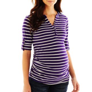 Maternity Striped Henley, Purple