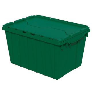 Akro Mils Attached Lid Totes   21 1/2 X15x12 1/2   Green   Green   Lot of 6  (39120GREEN)