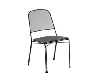 EmuAmericas Stacking Side Chair, Wrought Iron Frame, Steel Mesh Seat & Back, Black