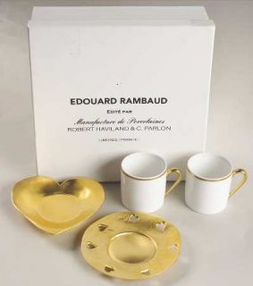 Robert Haviland Coup De Coeurs Gold Set of 2 Flat Demi Cup and Saucer (Motif 7 8